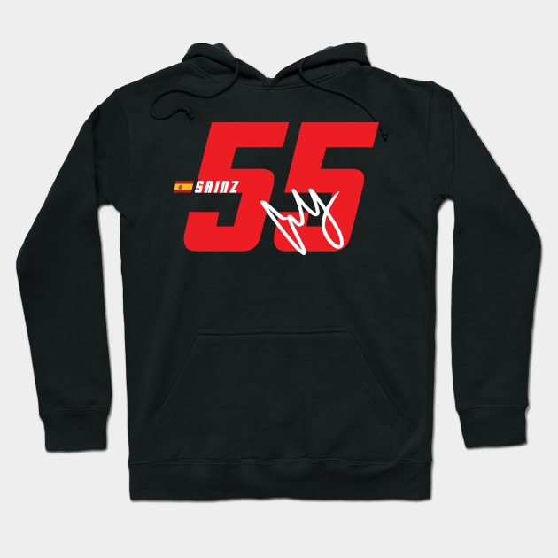 Carlos Sainz 55 Signature Number Hoodie by petrolhead